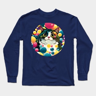 Funny Chonk Meme Cat Bubble - Cat Lover Long Sleeve T-Shirt